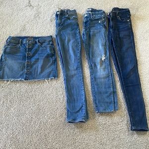 DENIM bundle! Mother denim skirt and 3 pairs of jeans (various designers)